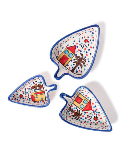 Enchanting Whimsical Village Hand-Painted Ceramic Platter | Set of 3