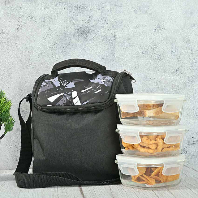 Zimmi Borosilicate Glass Container Lunch Box with Bag | 300 ml