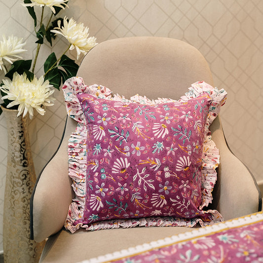 Ruffles Story Floral Cushion Cover | 16 x 16 Inches Default Title