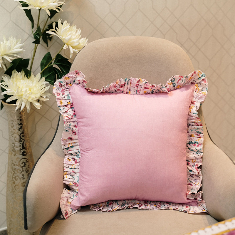 Ruffles Story Floral Cushion Cover | 16 x 16 Inches Default Title