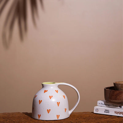Hand-Painted Heart Print Ceramic Vase | 2 x 5 inches
