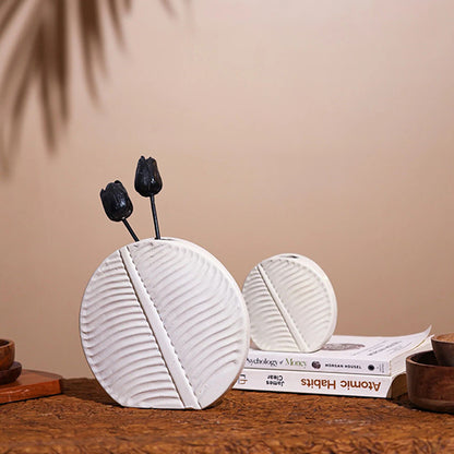 Exotic Tropical Leaf Ceramic Vase Without Flower | Set of 2 | 2 x 5 inches