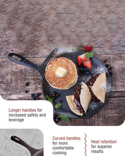 Preseasoned Cast Iron Comal Griddle Pan | Safe For All Cooktops | 17 x 11 inches