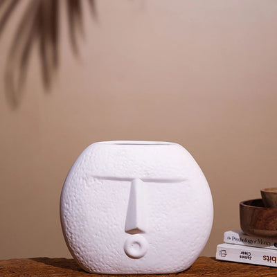 Expressive Abstract Face Ceramic Art Vase | 9 x 10 x 4 inches