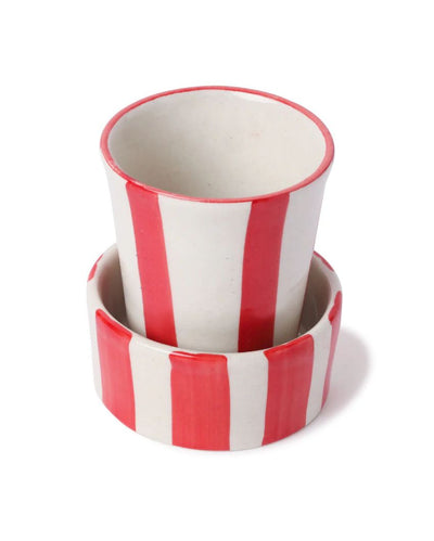 Candy Stripe Ceramic Filter Coffee Cup & Saucer Set | 4 x 4 inches