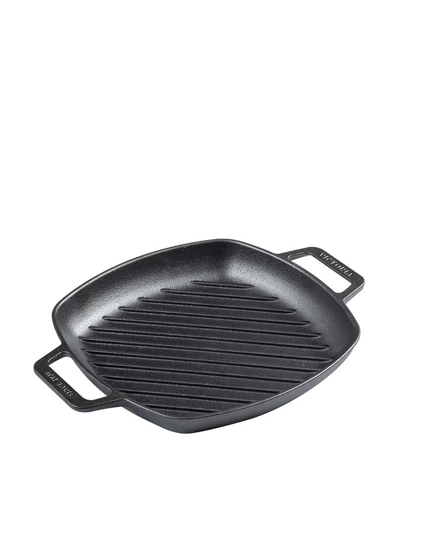 Square Cast Iron Grill Pan | Safe For All Cooktops | 13 x 10 inches