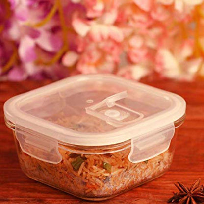 Asty Square Glass Microwave Safe Food Storage Container with Air Vent Lid | 1200ml