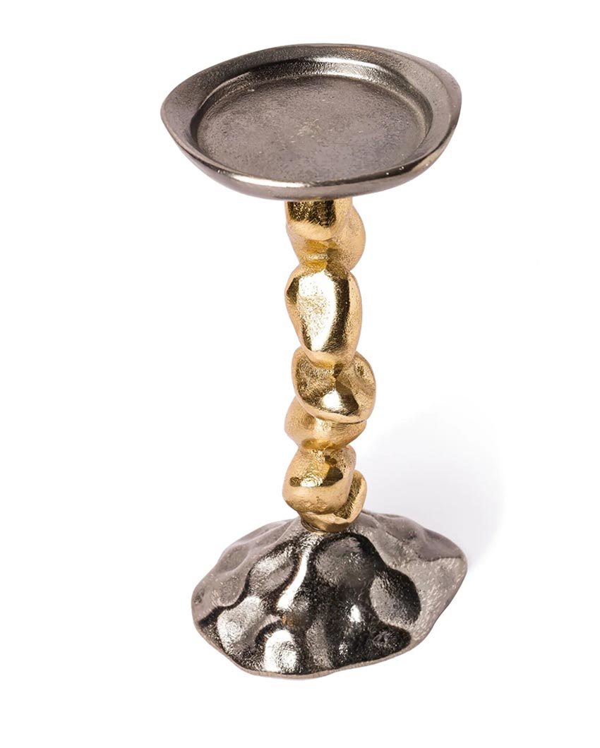 Rustic Stone & Metal Candle Holder | Set of 4