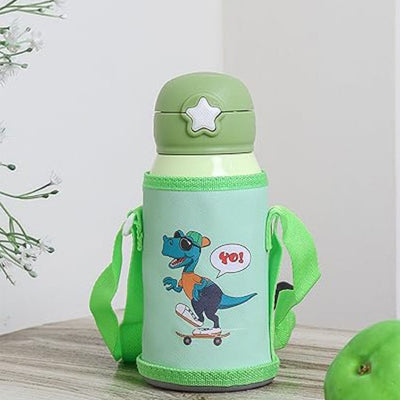 Dino Water Bottle Hot & Cold Stainless Steel Bottle With Bag | 550 Ml