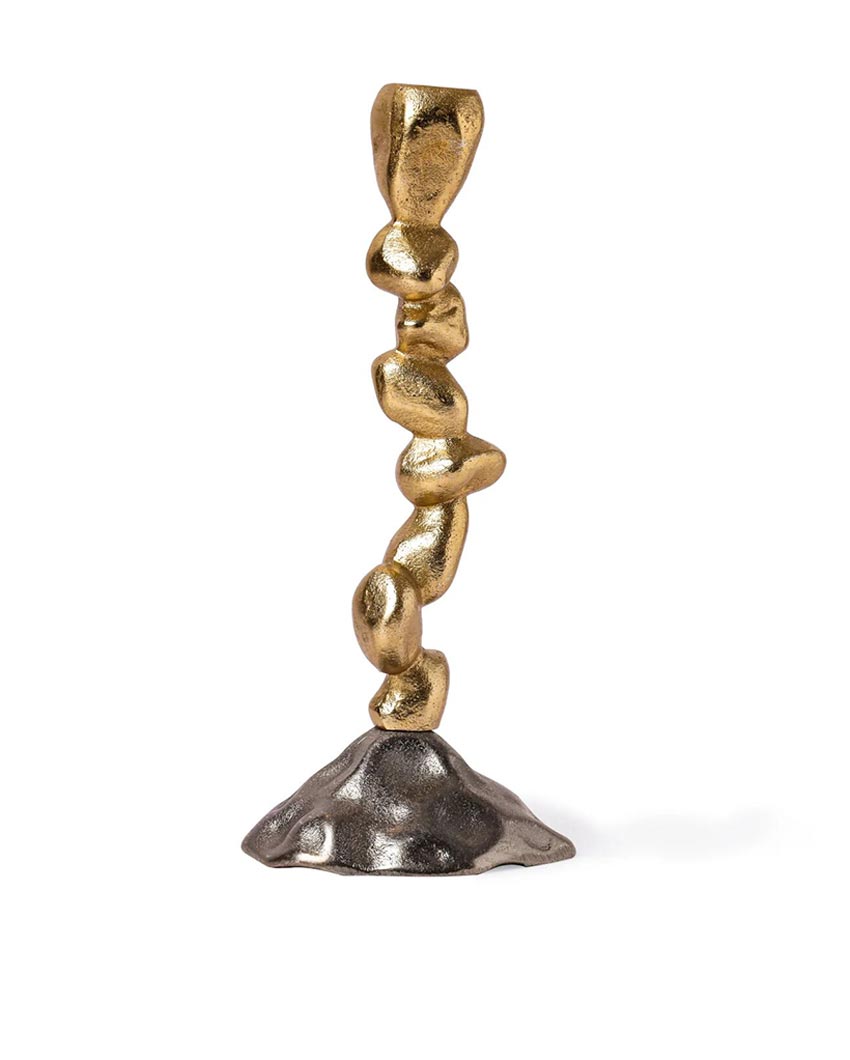 Sculptural Gold Metal Candle Holder | Set of 3