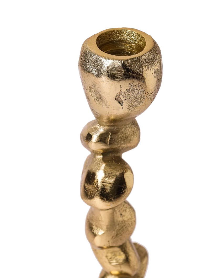 Sculptural Gold Metal Candle Holder | Set of 3