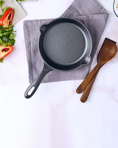 Mini Cast Iron Skillet Pan Non-GMO Flaxseed Oil | Safe For All Cooktops | 11 x 8 inches