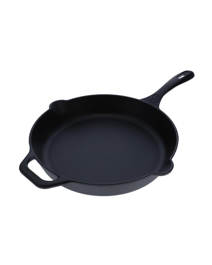 Large Cast Iron Frying Pan Non-GMO Flaxseed Oil | Safe For All Cooktops | 20 x 13 inches