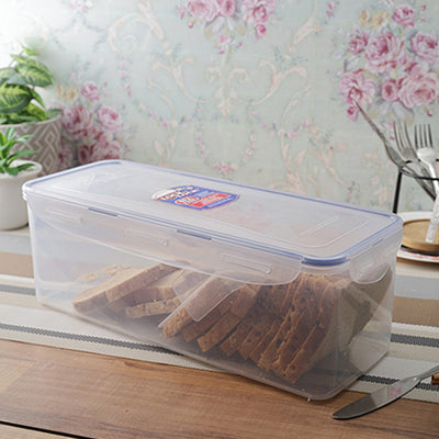 Classics Rectangular Plastic Bread Box With Divider | Transparent | 5 Litres