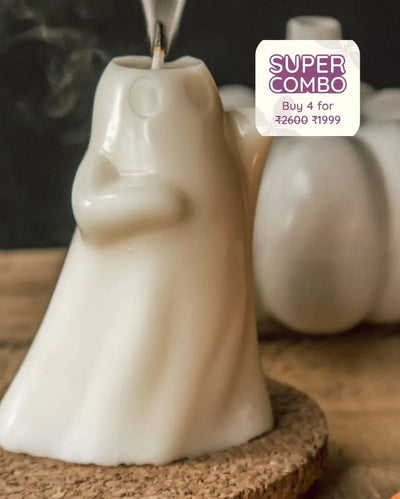 Spectral Ghost Shaped Halloween Candle | 7.6 x 7.6 x 11.4 cm / 3 x 3 x 4.5 inches