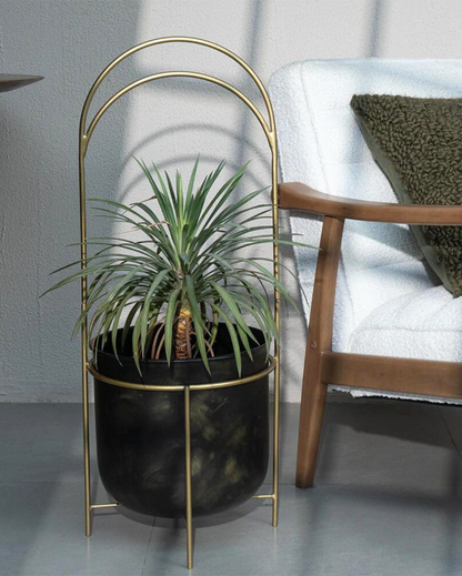 Luna Standing Small Metal Planter with Stand | 10 x 35 inches | Plant Not Included