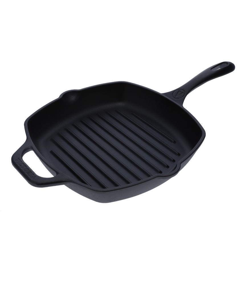 Square Cast Iron Grill Pan Non-GMO Flaxseed Oil | Safe For All Cooktops | 11 x 17 inches