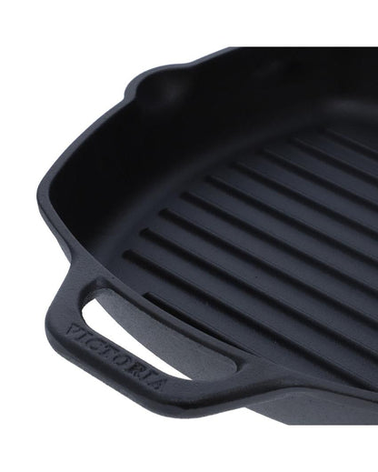 Square Cast Iron Grill Pan Non-GMO Flaxseed Oil | Safe For All Cooktops | 11 x 17 inches