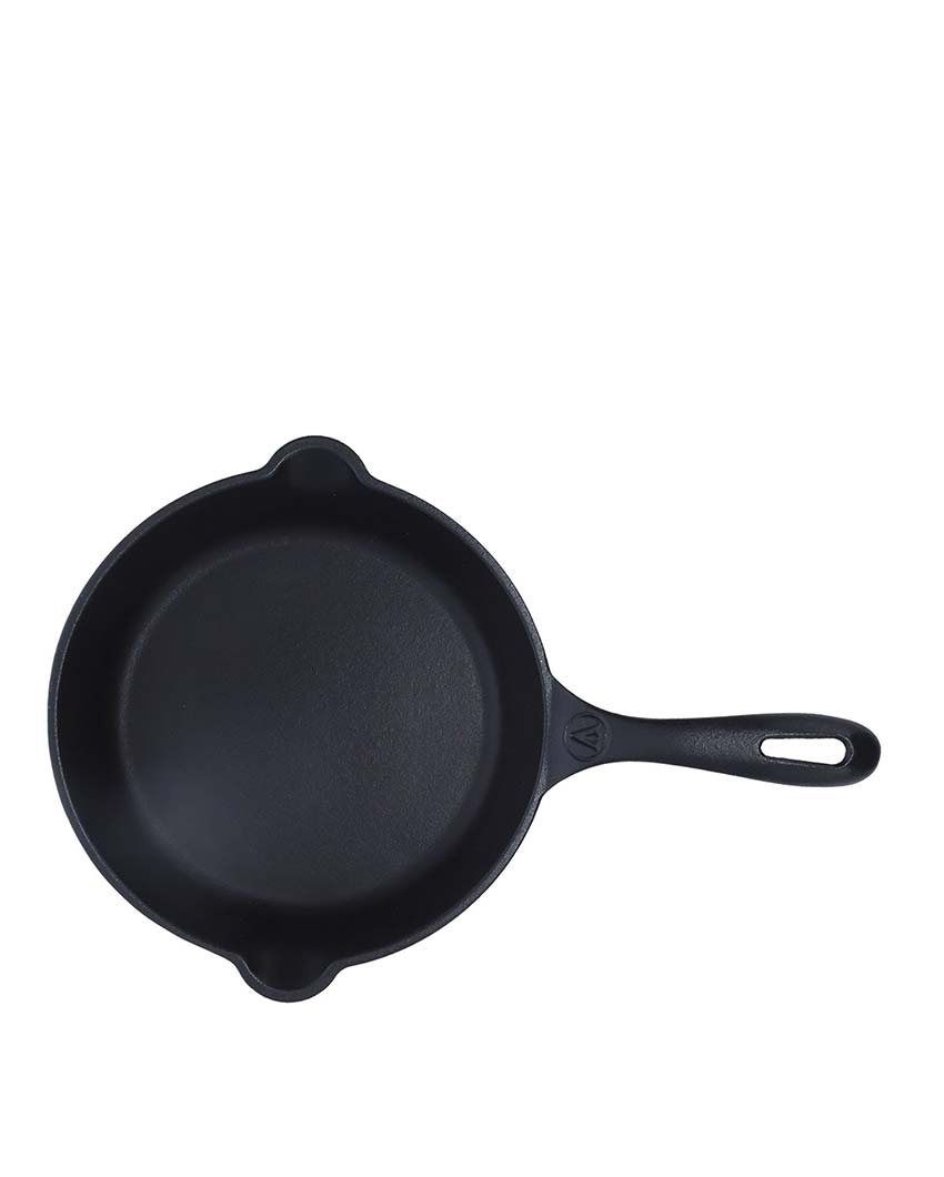 Small Cast Iron Skillet Pan Non-GMO Flaxseed Oil | Safe For All Cooktops | 13 x 8 inches