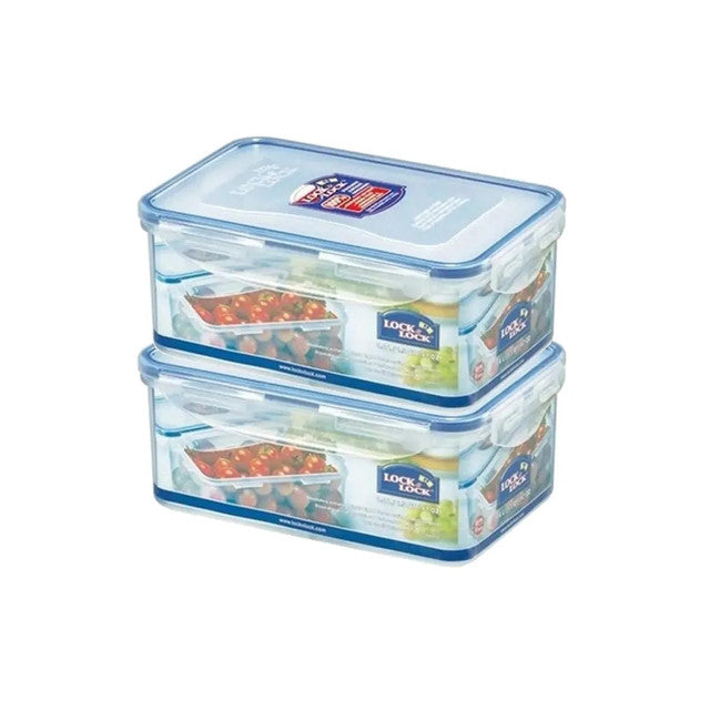 Classics Rectangular Plastic Airtight Food Storage Containers With Leakproof Lid | 1.4 Liter | Set Of 2 | Transparent