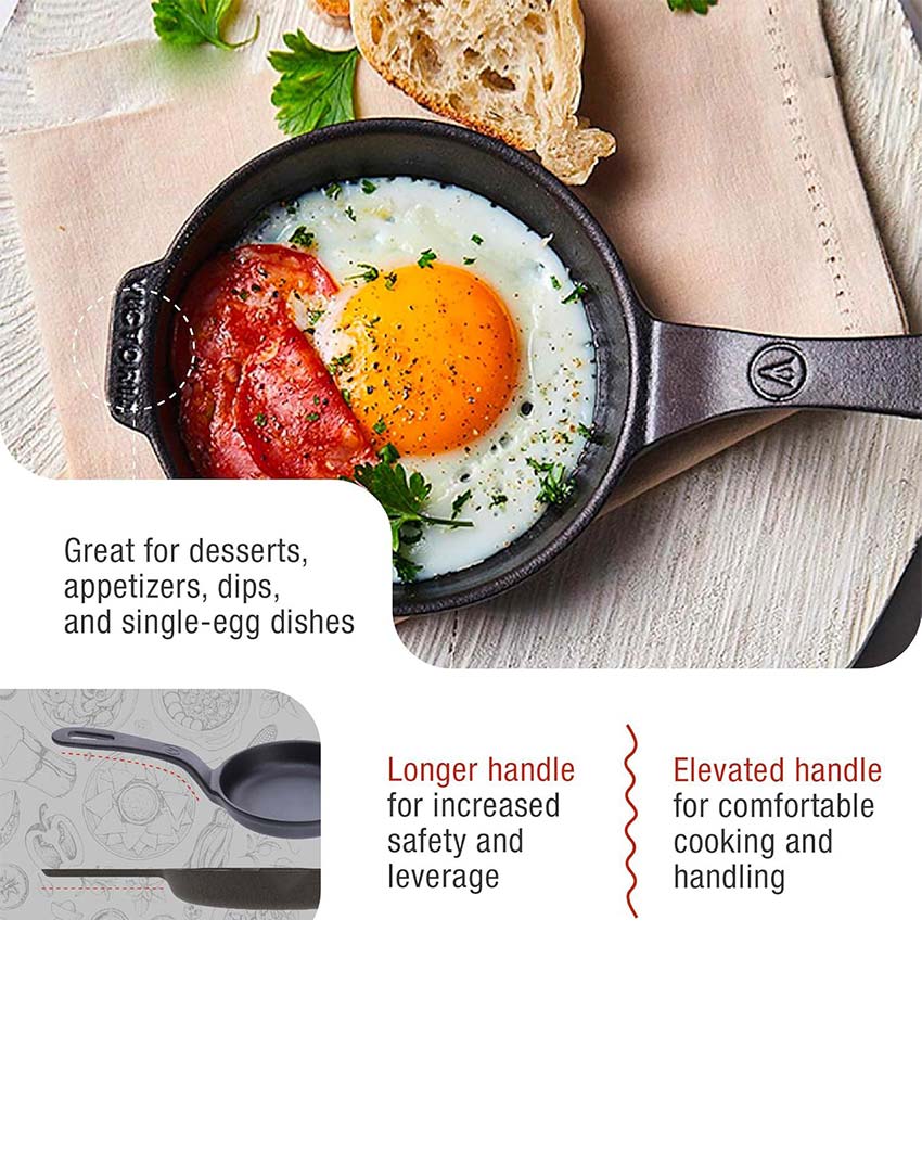 Pre-Seasoned Iron Frying Pan | Safe For All Cooktops | 10 x 5 inches