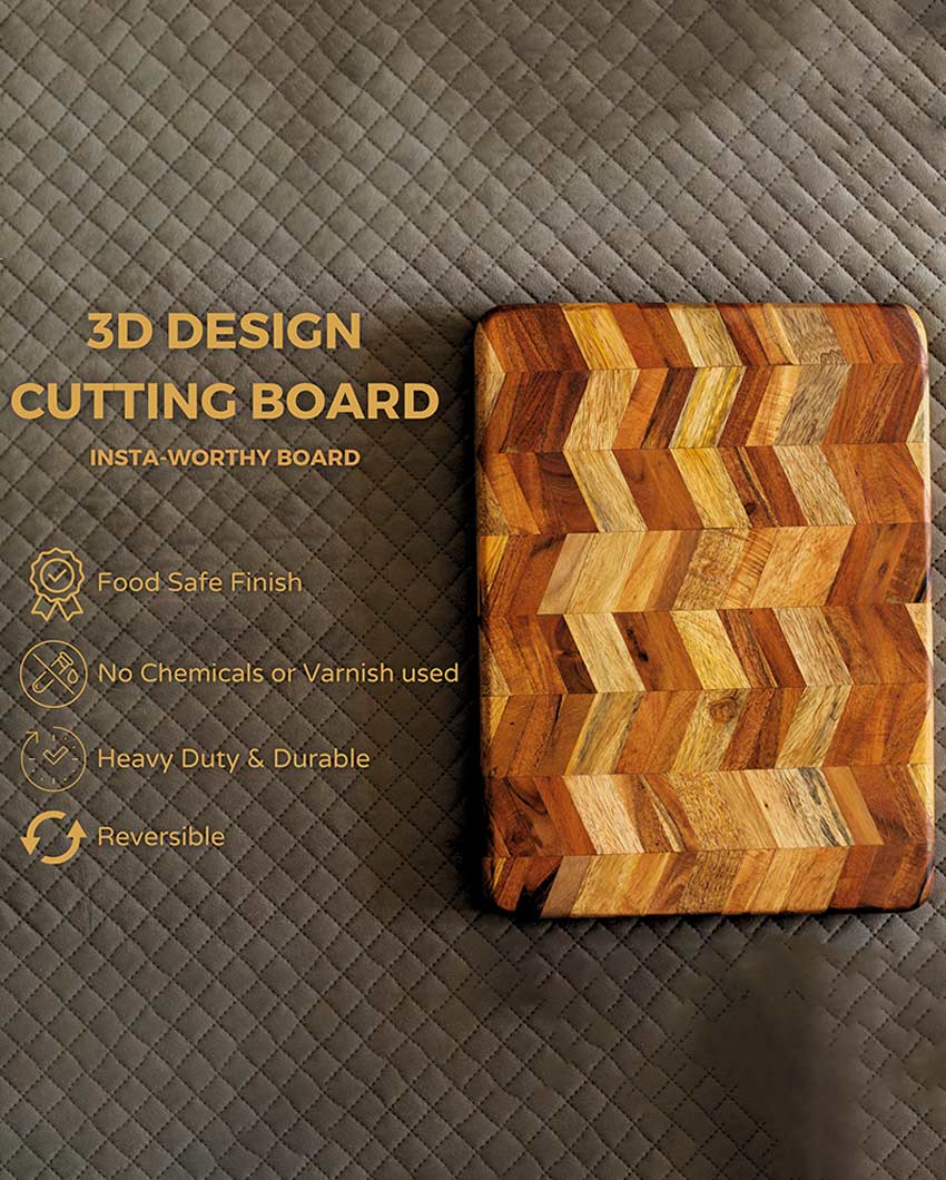 Unique & Durable 3D Printed Wood Cutting Board | 15 x 12 inches