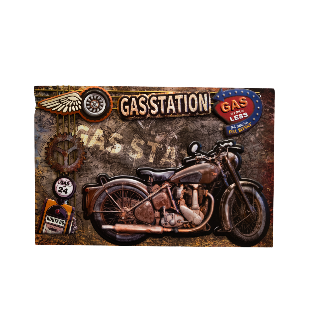 Bullet Bike 3D Retro Frame Wall Decor | 60 x 40 cm/24 x 16 inches