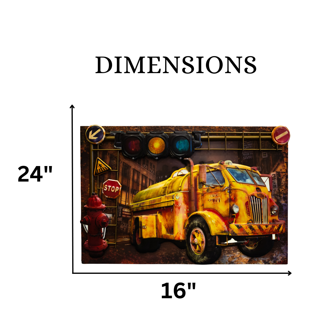 Gas Truck 3D Retro Frame Wall Decor | 24 x 16 inches