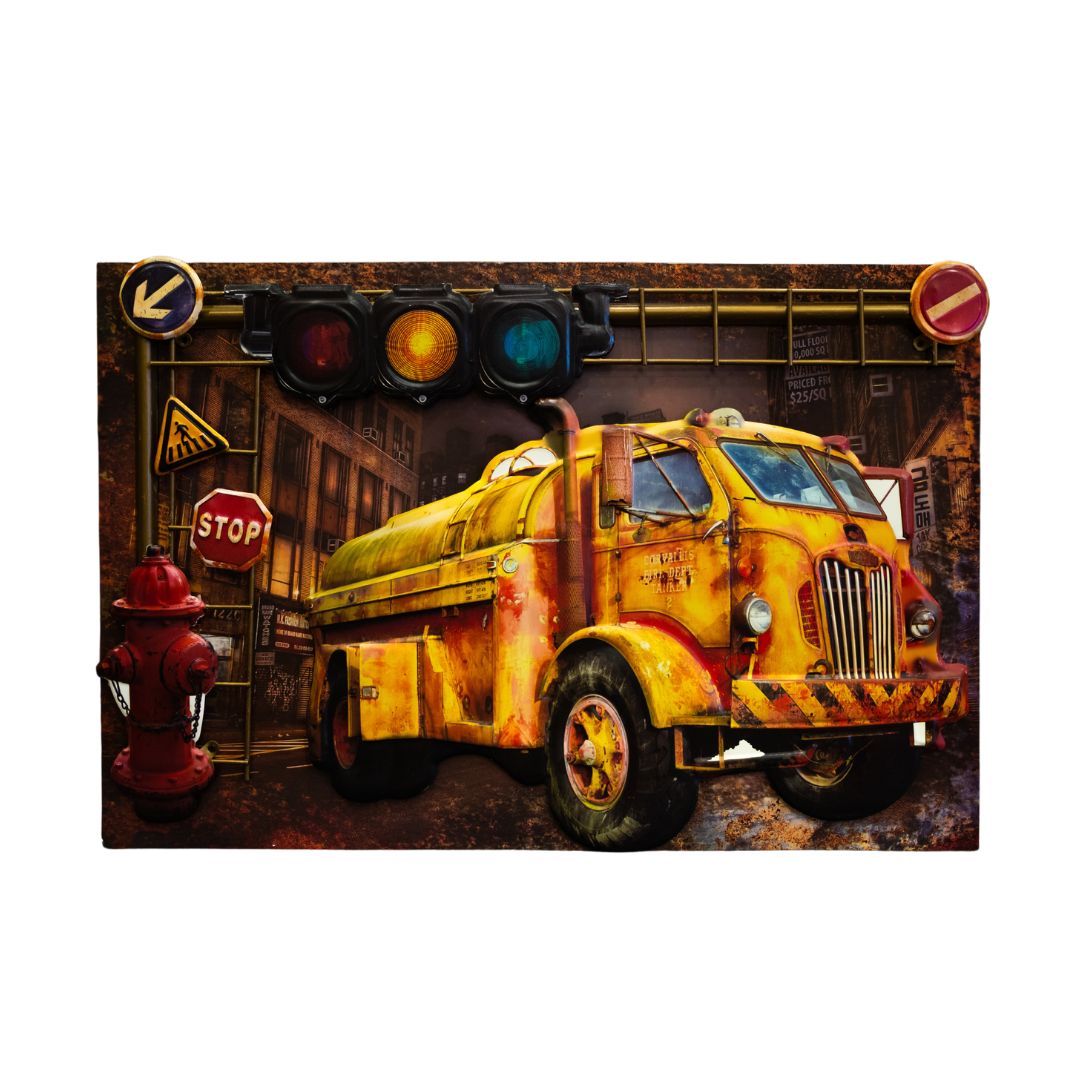 Gas Truck 3D Retro Frame Wall Decor | 24 x 16 inches