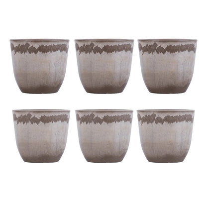Sophisticated Taupe FRP Dark Grey Pots | Set of 6