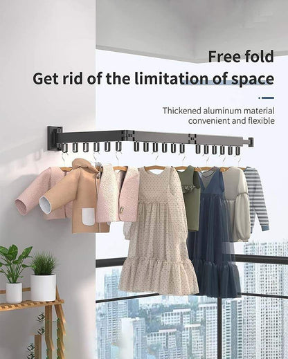 Wall Mounted Premium Foldable 3 Poles Aluminium Clothes Drying Rack | 18 Hooks | 3 x 51 inches