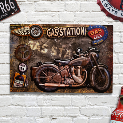 Bullet Bike 3D Retro Frame Wall Decor | 60 x 40 cm/24 x 16 inches