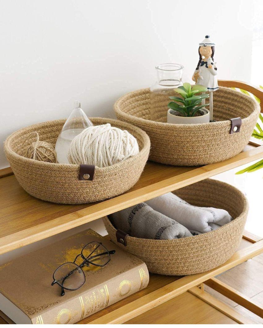 Multipurpose Cotton Storage Baskets | Set Of 3 Brown