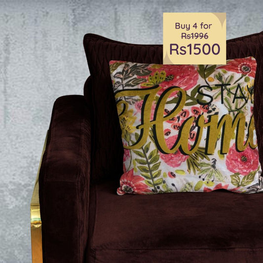 Stay Home Velvet Cushion Cover | 16x16 Inches