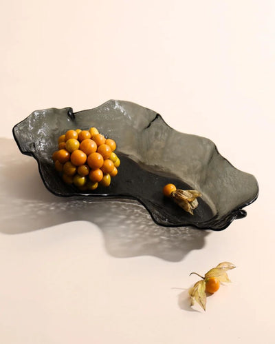 Cinder Lava Ash Grey Glass Accent Bowl