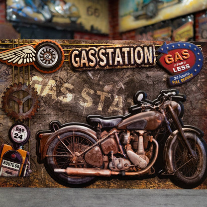 Bullet Bike 3D Retro Frame Wall Decor | 60 x 40 cm/24 x 16 inches