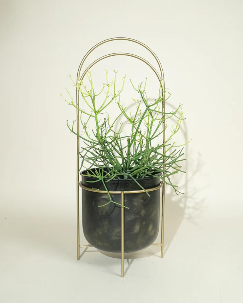 Luna Standing Small Metal Planter with Stand | 10 x 35 inches | Plant Not Included