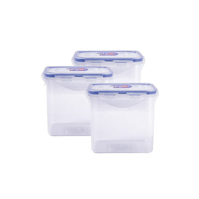 Classic Plastic Airtight Food Storage Container With Leak Proof Lid | 850 Ml | Transparent | Set Of 3