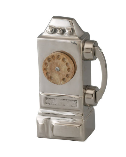 Nickel Finish Aluminum Telephone Decor Object | 6 x 3 x 10 inches