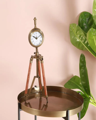 Antique Brass Tripod Clock | 16.5 Inches