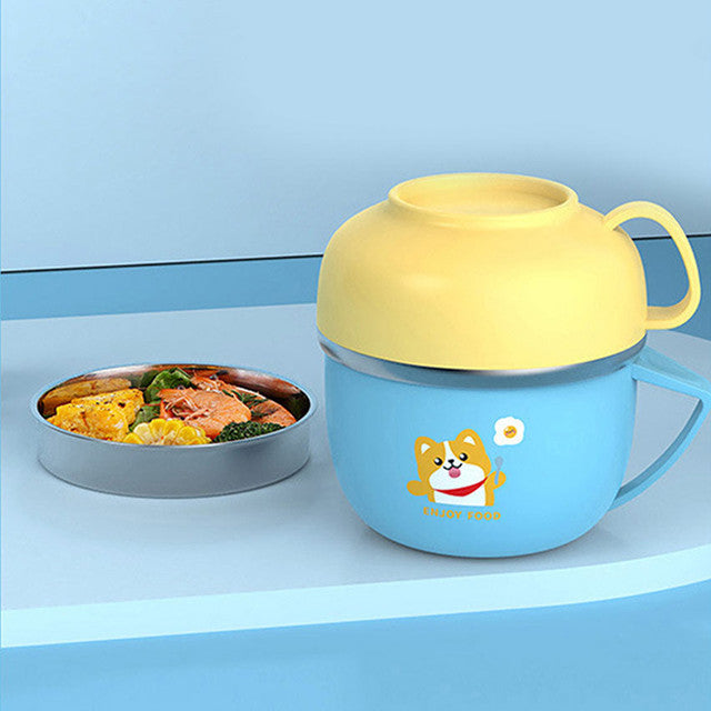 Light Blue Foxy Dual Handle Soup & Noodles Lunch Box With Bag