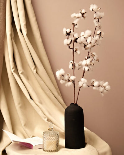 Black Long Vase with Cotton Stick