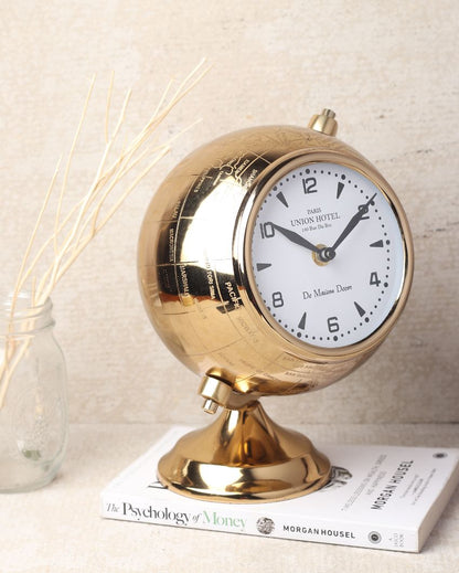 Etched World Steel Table Clock