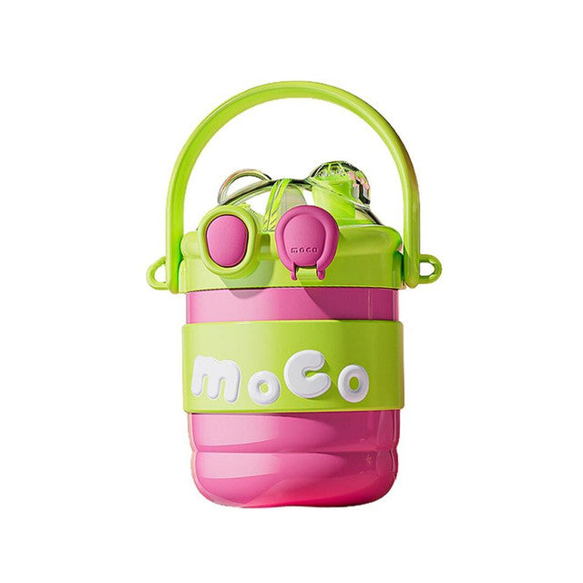 Pink & Green 2 Way Lid Style Moco Kids Stainless Steel Water Bottle | 600 ml