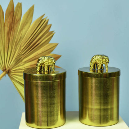 Elephant Jars Gold Finish | Set Of 2 | 650 ml