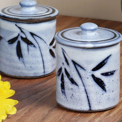 Light Blue Ceramic Jars | Set of 2