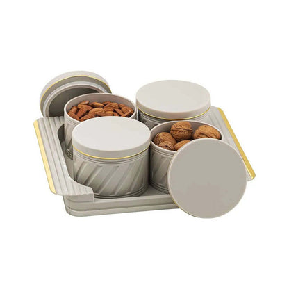 Nova Polypropylene Four Serving Containers With Tray | Set Of 4 | 430 ml | 11 x 9 inches