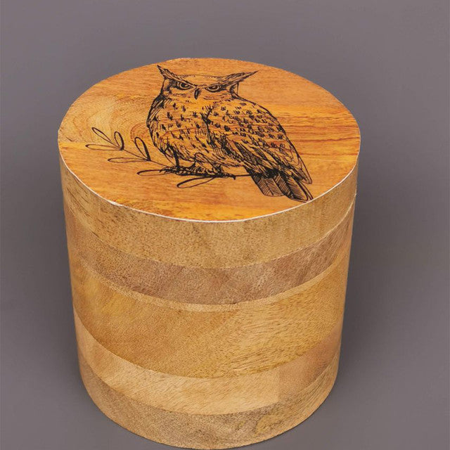 Owl Wooden Eco Friendly Jars | 250Ml | 4 x 4 inches