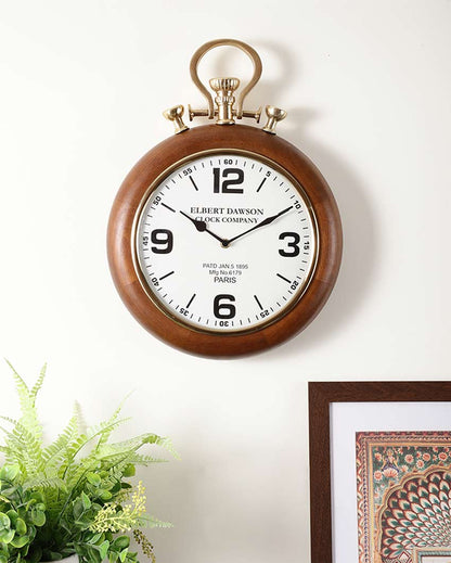 Elegant White & Brown Sullivan Wall Clock | 13 x 3 x 17 inches