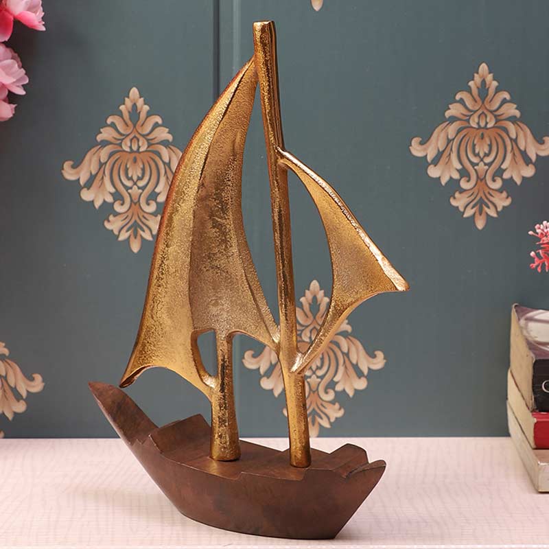 Raw Matt Gold Aluminum Sailing Boat For Table Décor Default Title